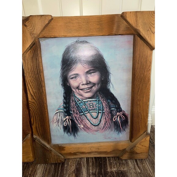 Vintage Native American Framed Paintings Prints by Bill Hampton, unique gift - Picture 3 of 11